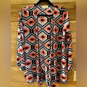 Scully western multicolor Aztec duster, flared sleeves, one size, southwestern